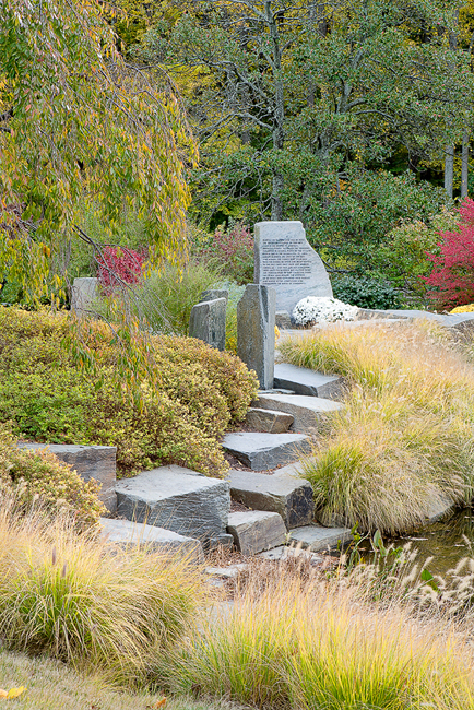 Sniper Victims' Memorial, Reflection Terrace, at Brookside Gardens, Wheaton, MD. Sunny Scully Landscape Architect